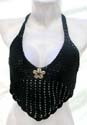 Black sexy tie strings crochet top with seashell floral and funky angle design on bottom