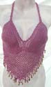 Bras and Lingerie purple crochet top with seashell fringe design, tie on neck and in back