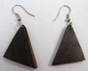 Fashion nature wooden fish hook earring with isosceles triangle design 