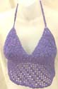 Custom crochet purple floral triangle top with square combined diagonal line design, tie on neck and back