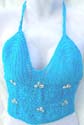Lady's sexy apparel seashell flower bright aquarium crochet top, tie on neck and back