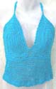 Casual lady's beach wear knitting multi tie green crochet top, tie on neck and back