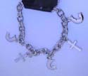 Link fashion bracelet with cross and moon shape design