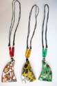 Geometric triangle with dye color seashell black cord necklace