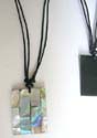 Multi square chips MOP seashell forming a rectangular pendant with black cord design