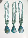 Blue strings necklace with rainbow sword or drops shape stone pendant