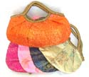 Chinese print silk handle purse,