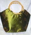 Chinese silk fashion handbag with millefiori smoky floral design