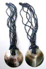 Beautiful balinese multi string beaded necklace with round sea shell pendant 