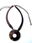 Bali bali solid choker style necklace with seashell embedded in wooden pendant