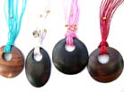 Stylish bali multi beaded necklace with wooden beads interspersed and wood pendant 