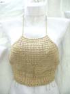 Ladies fashion tan colored thread art crochet top