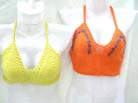 Bali summer halter tops in orange and yellow needle work crochet