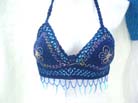 Exotic balinese spring fashion, crochet tropical top in light blue