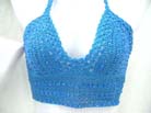 Exotic balinese spring fashion, crochet tropical top in light blue