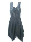 Sequin decorated, black spring dress with heart shaped adornment on front 