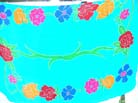Tropical flower designs on turquoise long wrap skirt 