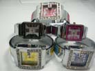 Bling bling style watch with "rainbow" colored sides
