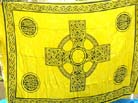 Celtic cross crest on yellow beach wrap skirt