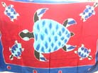 Bright blue and red sea turtle designed bali wrap dress