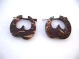 Reversed heart shaped coconut earlet earrings