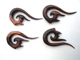 Trendy spiral wood earring with flames on side