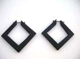 Diamond shaped balinese organic wooden earrings