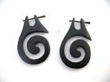 Hanging spiral designed organic wooden earring with 16G/1.2mm stick posts 