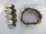 Light green oval segment wood bracelet 