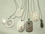 Dog tag designed stainless steel pendant on beaded necklace