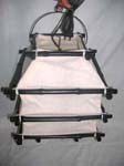Hanging lantern lamp in white with black painted bamboo frame