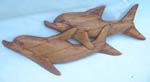 Two swimming dolphin wall decor carving 