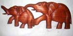 Mother and child elephant theme wood carved bali wall accessory