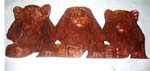 Hear no, see no, speak no evil monkey carving from wall decor 