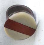 Seashell crest with brown stripe on handmade sea wood ring 