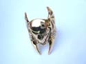 Skull with wings design bronze ring