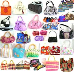 Assorted Rattan Handbag, Chinese Silk Purse, PVC Handbag, Cotton Purse, Handicraft Handbag, Fury Purse and Bali Handbag