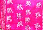 Pink background color motif assorted couple figure design Batik rayon sarong 